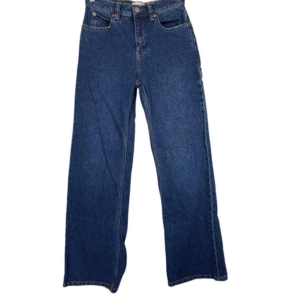 Free People We The Free Wide Leg Carpenter Jeans Womens 24 Blue Utility Denim